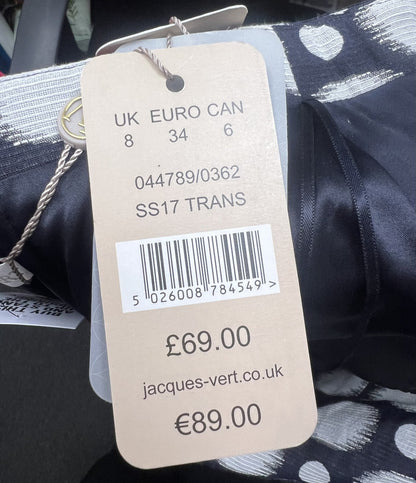 Jacques Vert Black White Midi Skirt Size 8 BNWT