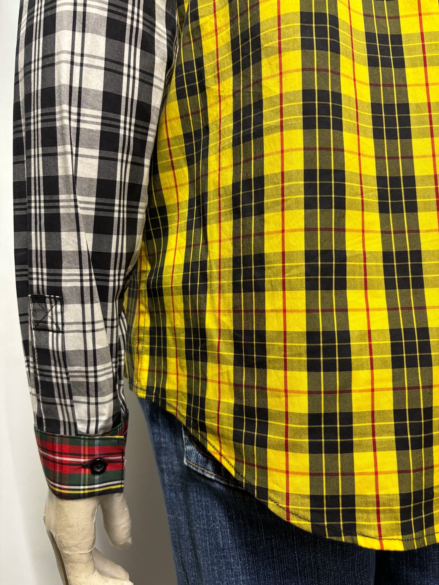 Fred Perry Yellow and Black Tartan Cotton Fitted Shirt 10