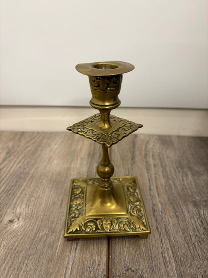 Antique Victorian Ornate Gothic Brass Candlesticks - Set of 4