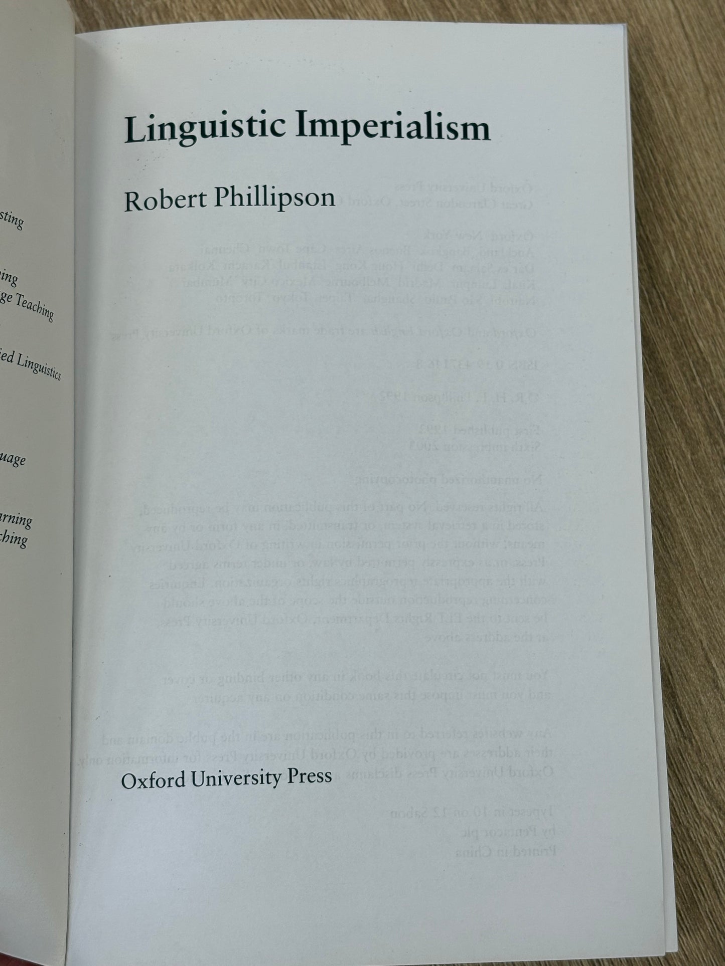 Linguistic Imperialism by Robert Phillipson