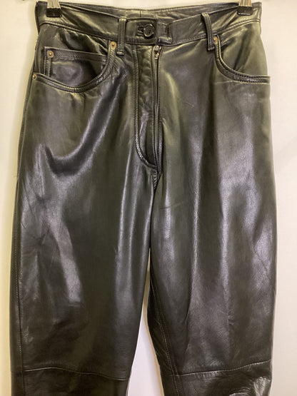 Vintage Next Black 100% Leather Trousers Size 10