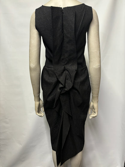 Lanvin Black Silk Blend Sparkly Midi Dress Small