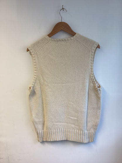 Ralph Lauren, Cream Knitted Vest, 100% Cotton, Size M, Autumn