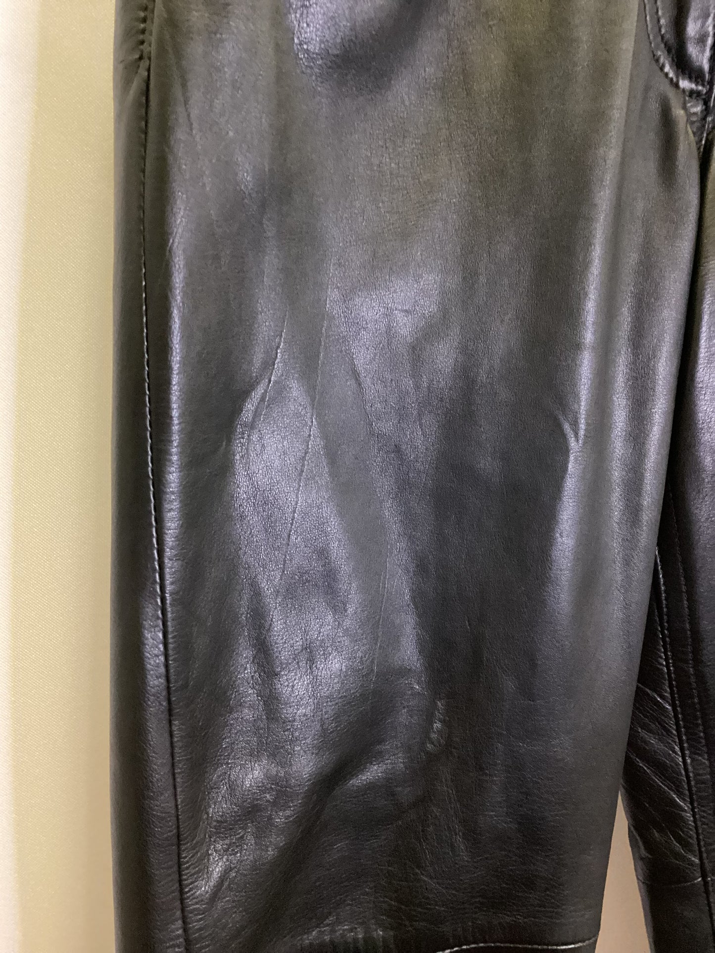 Vintage Next Black 100% Leather Trousers Size 10