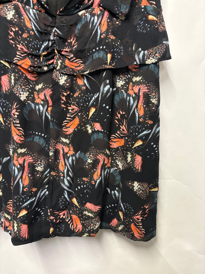 Allsaints Multicoloured Butterfly Print Tori Flutter Mini Dress 14 BNWT