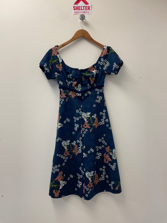 Vintage/Retro Dress Blue Floral Size S