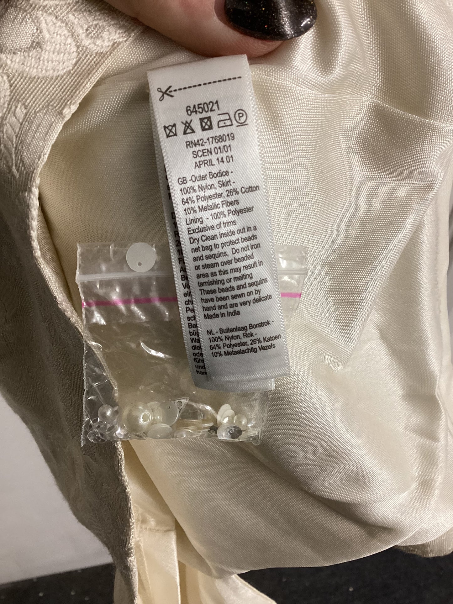 BNWT Monsoon Cream Simran Beaded Dress Size 14