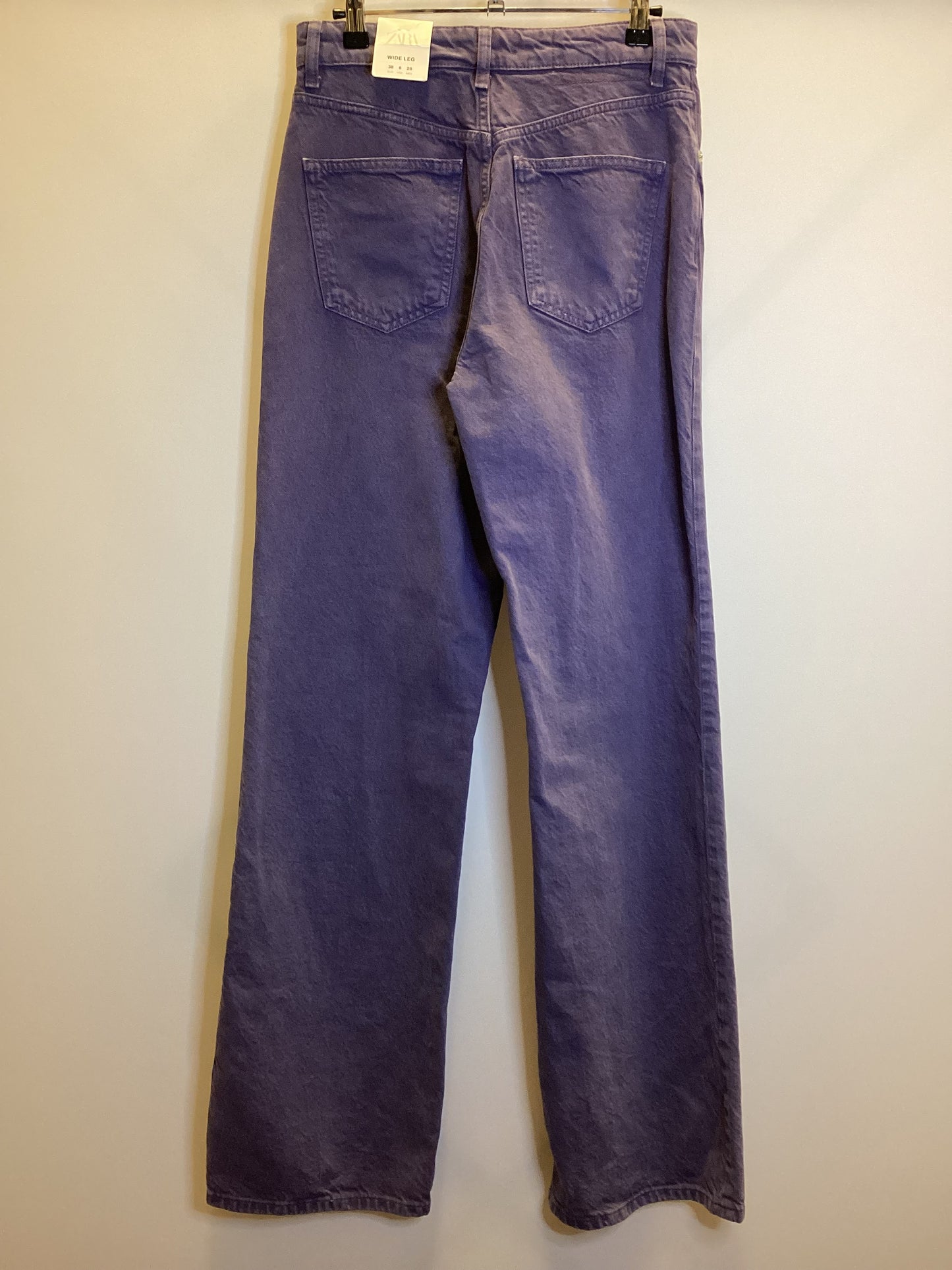 BNWT Zara Hi-Rise Wide Leg Purple Jeans Size 10