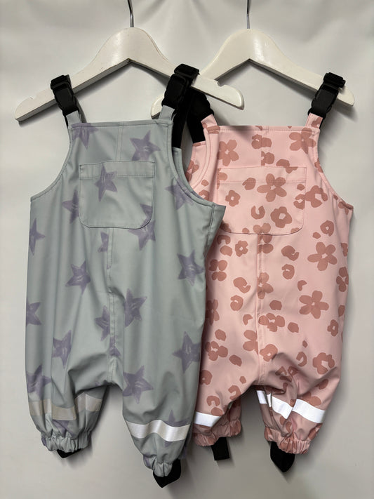 Unbranded Pink and Blue Kids Waterproof Dungarees Bundle Set of Two (needs size)