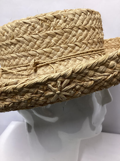 Helen Kaminski Raffia Straw Wide Classic Brim Hat OS