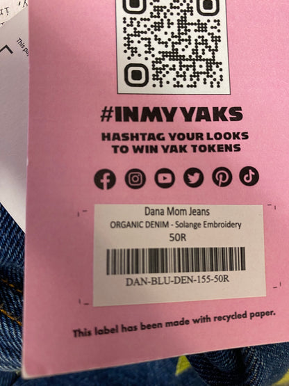 BNWT Lucy and Yak Dana Mom Jeans Organic Denim Solange Embroidery Size 50R