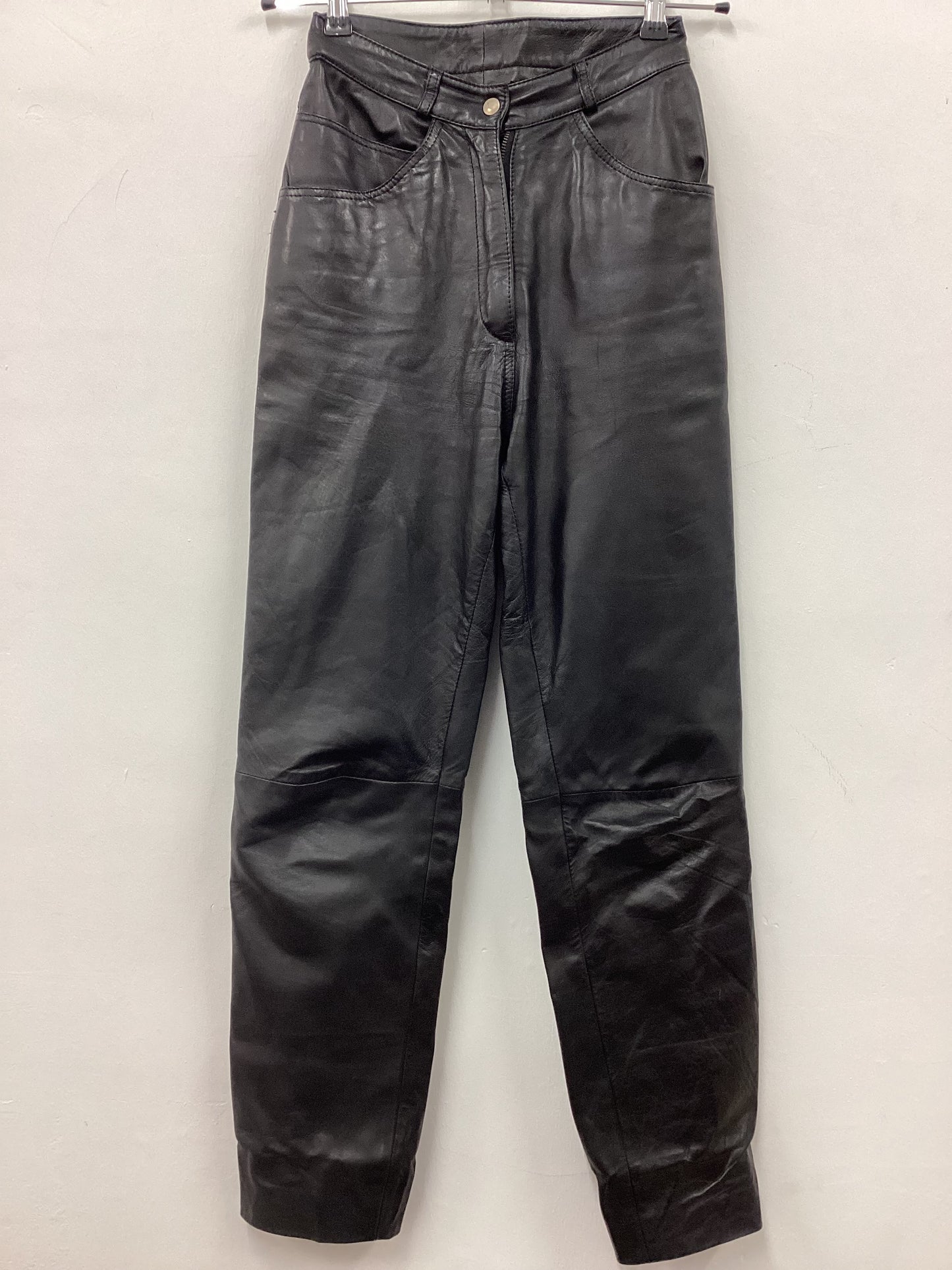 Vintage 90’s Y2K Black Leather Pants Size Small 24” Waist