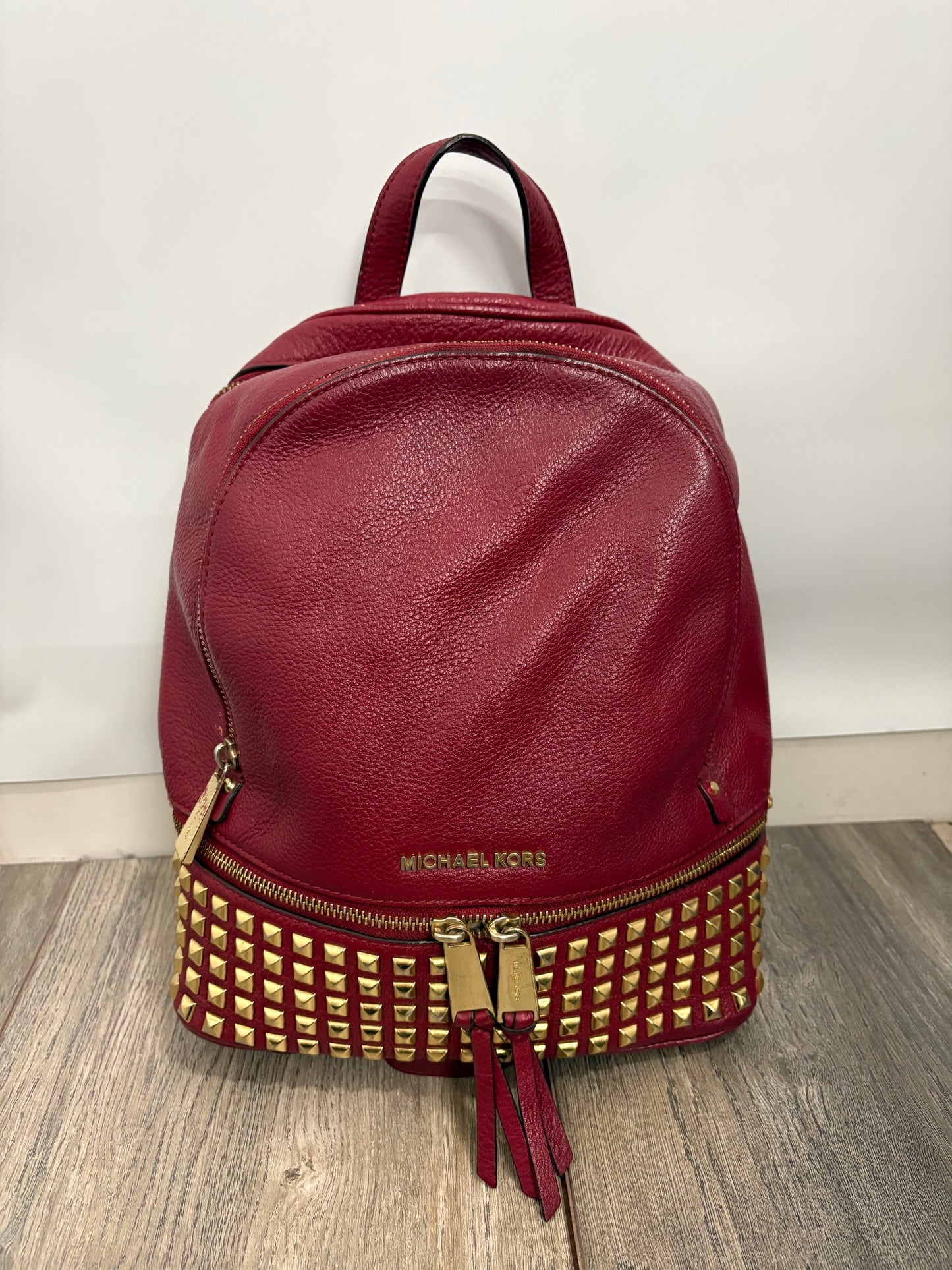 Michael Kors Rhea Red Leather Backpack