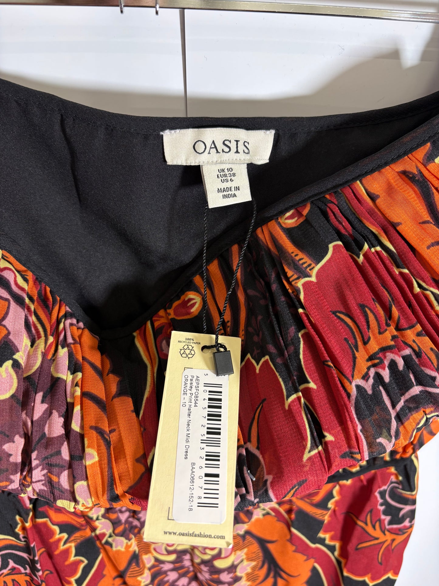 Oasis Paisley Print Halter Midi Dress Size 10 - BNWT