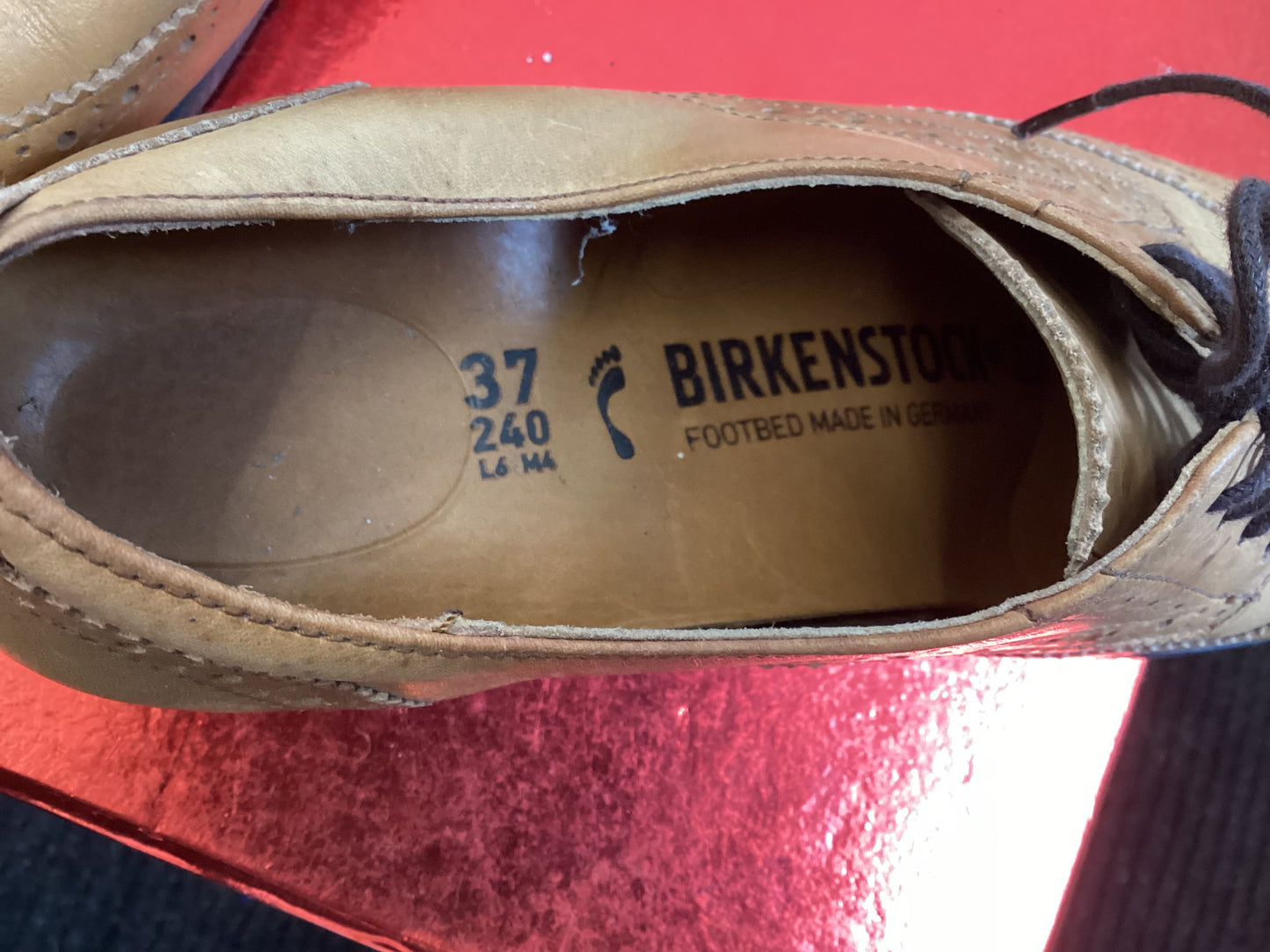 Birkenstock, Beige, Oxford Style Shoe, Size 4, Leather