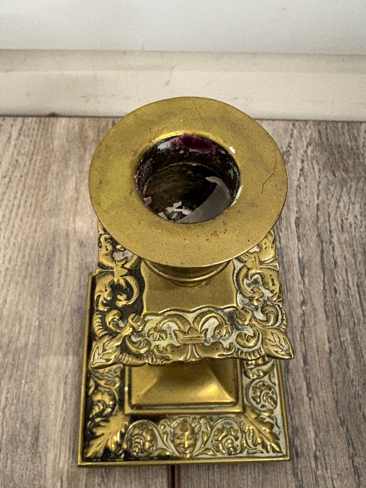 Antique Victorian Ornate Gothic Brass Candlesticks - Set of 4