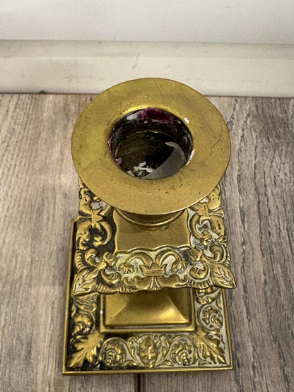 Antique Victorian Ornate Gothic Brass Candlesticks - Set of 4