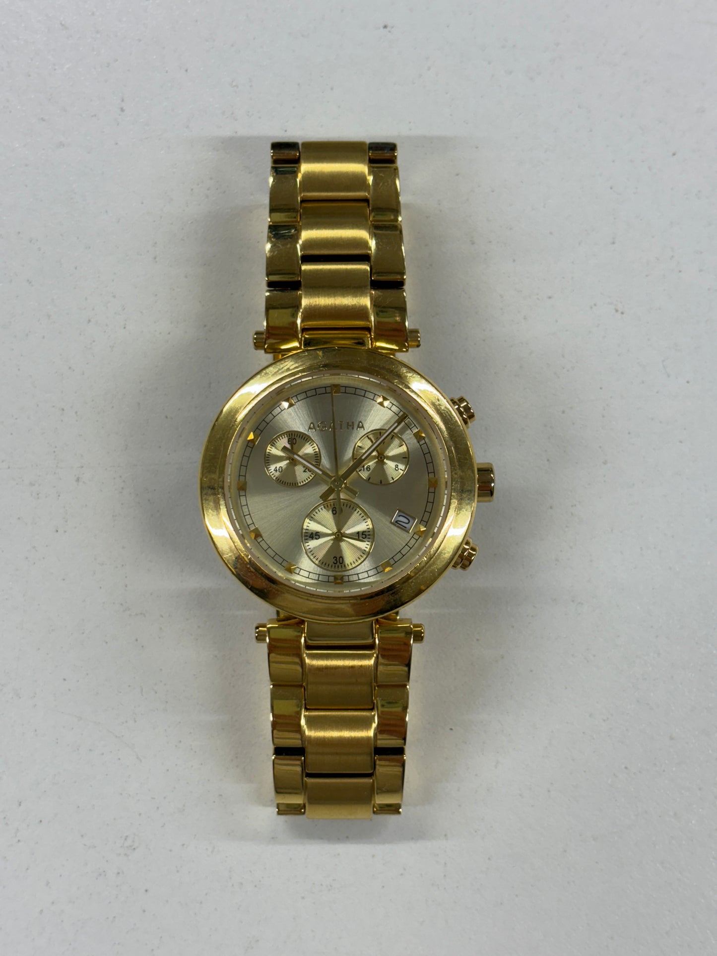 Agatha Gold Stainless Steel Chronograph Watch 34mm (untested)