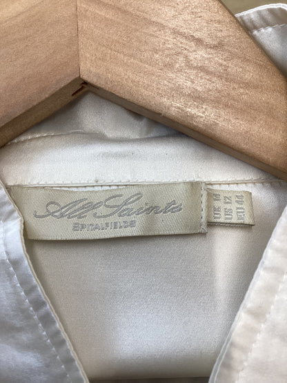 All Saints, White, Long Shirt, 100% Silk, Size 14