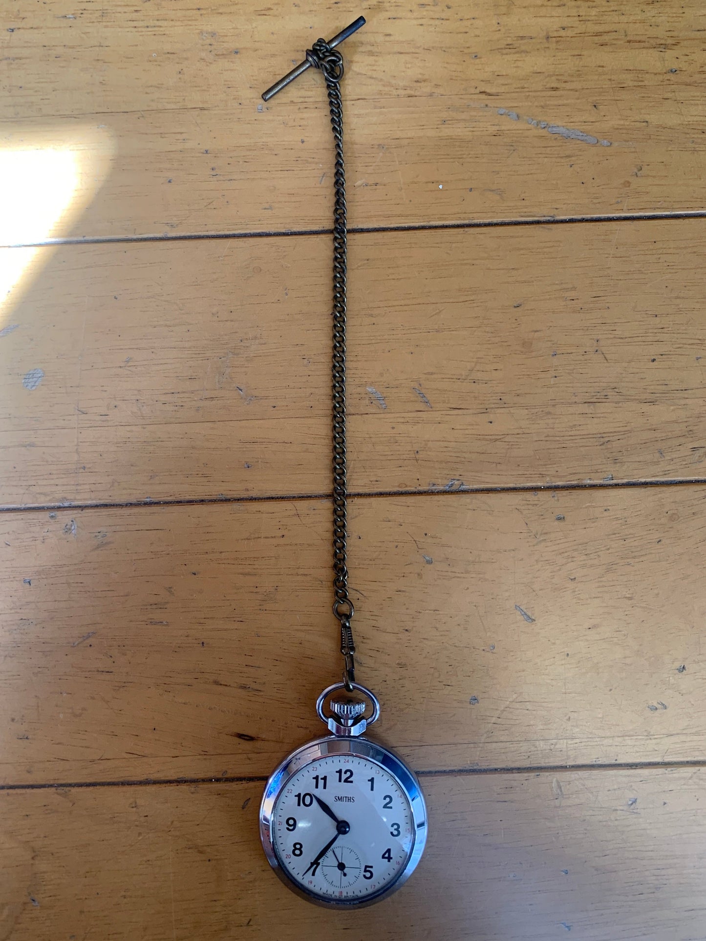 Vintage Smiths Chrome Metal Open-Faced Pocket Watch