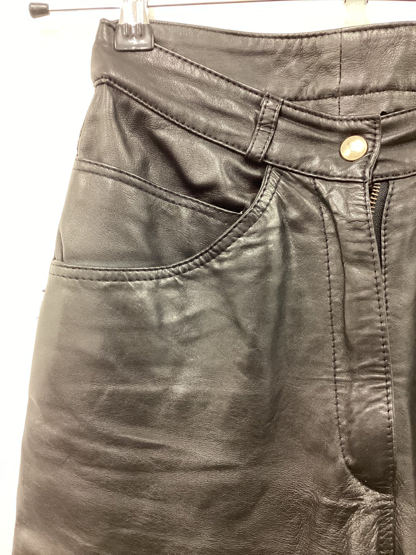 Vintage 90’s Y2K Black Leather Pants Size Small 24” Waist