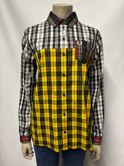 Fred Perry Yellow and Black Tartan Cotton Fitted Shirt 10