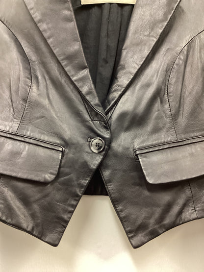 Y2K Topshop Size 8 Cropped Black Leather Jacket