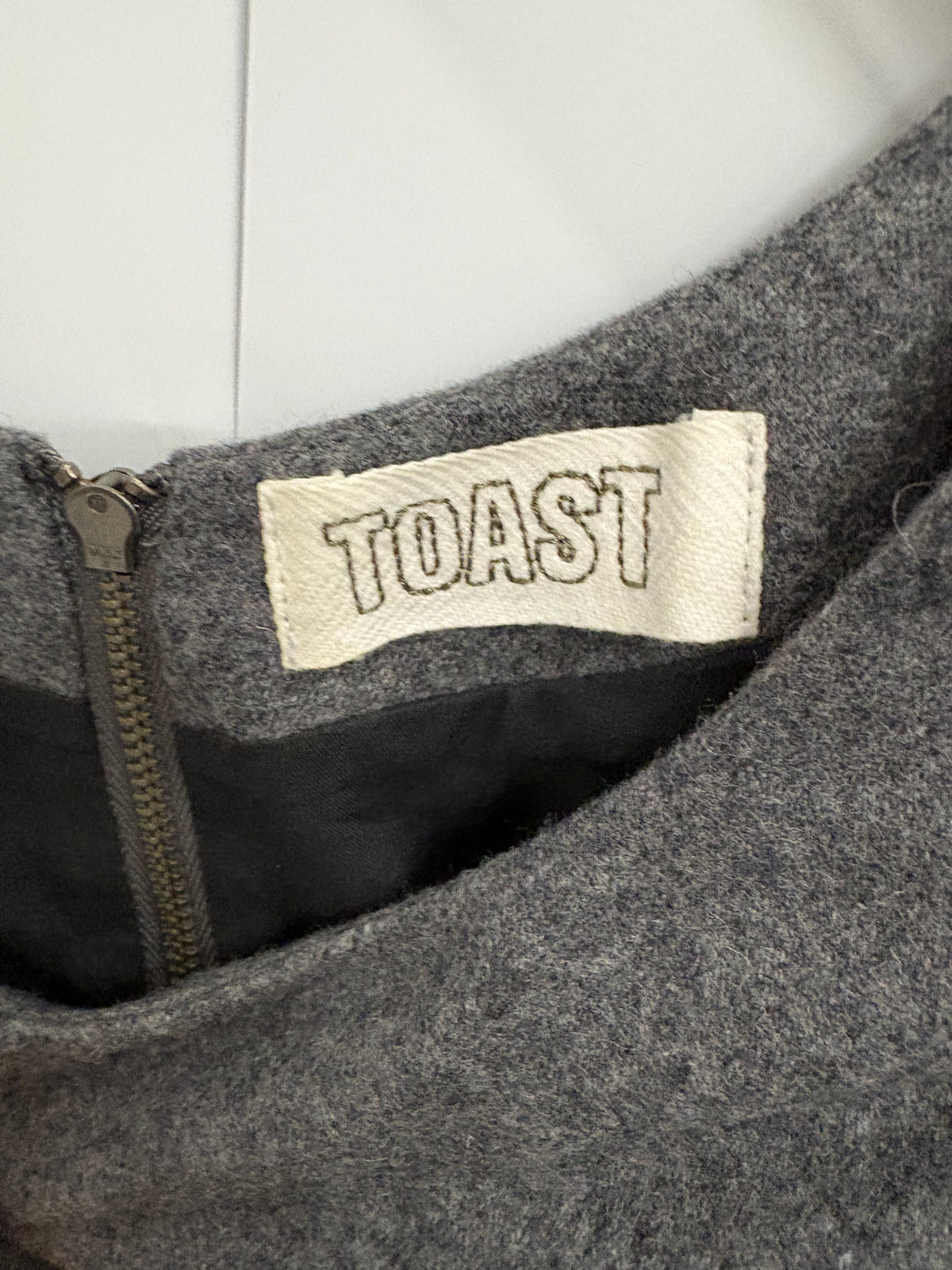 TOAST Grey Wool-Blend Womens Shift Dress Size 8