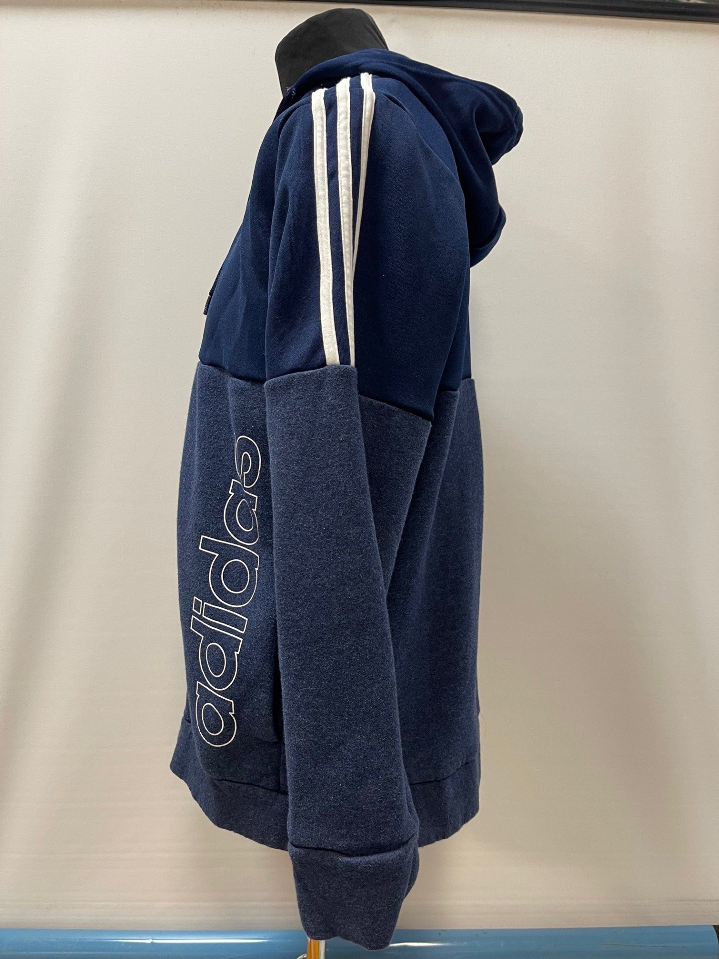 Adidas Blue and White Zip Hoodie XL