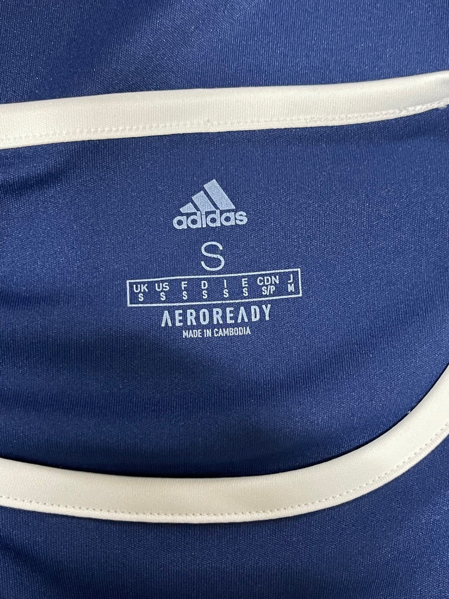 Adidas Blue and White Top Small