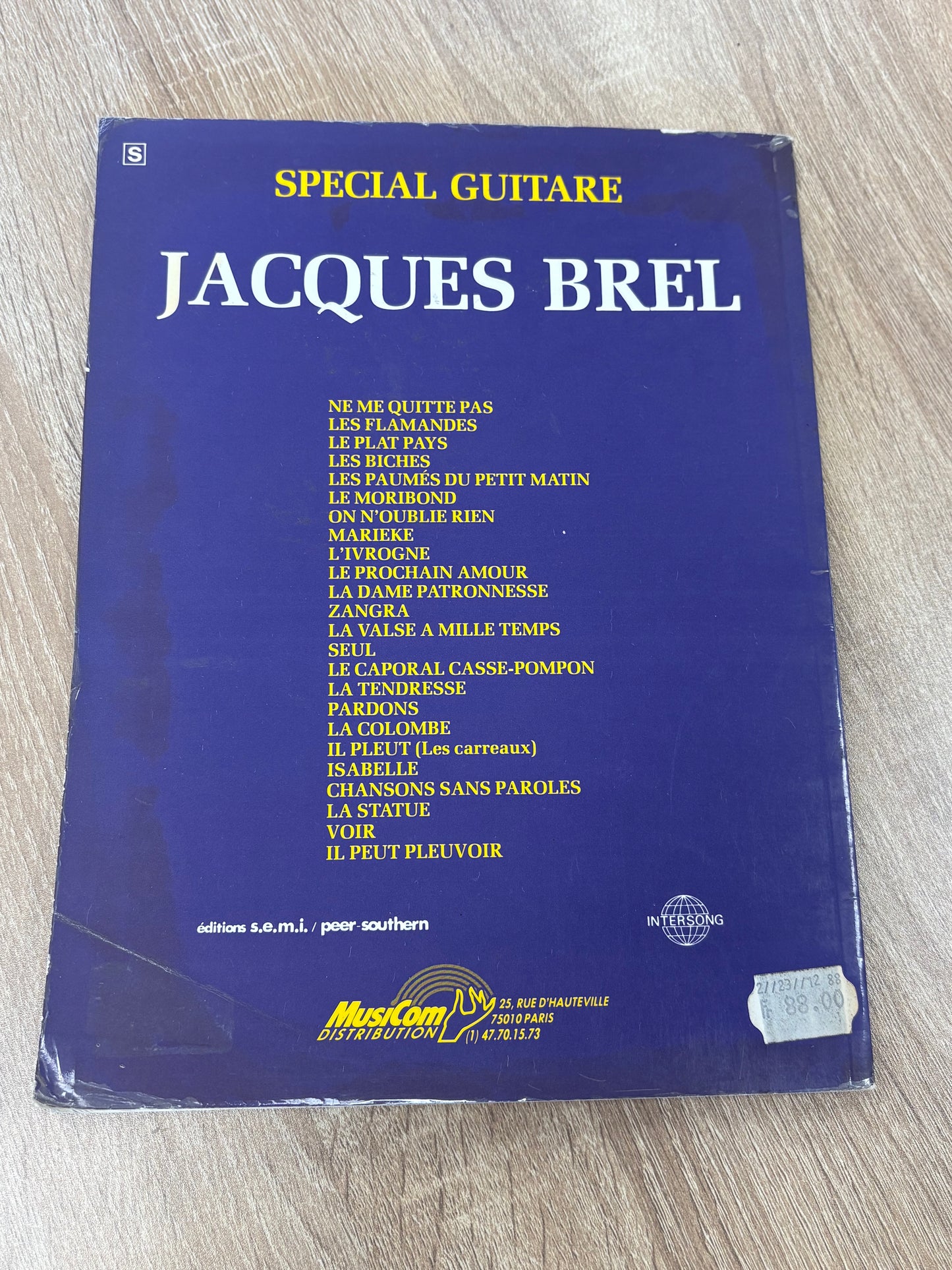 Special Guitare Sheet Music Book by Jacques Brel