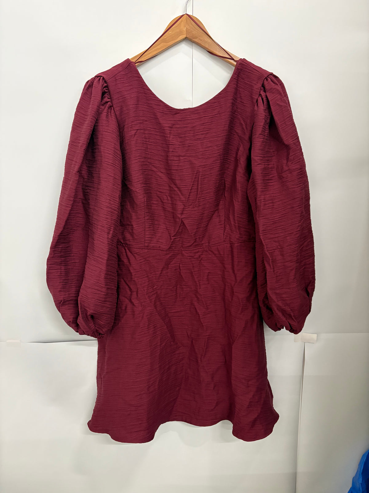 Nobody's Child Red Puff Sleeve Textured Dora Mini Dress Size 14