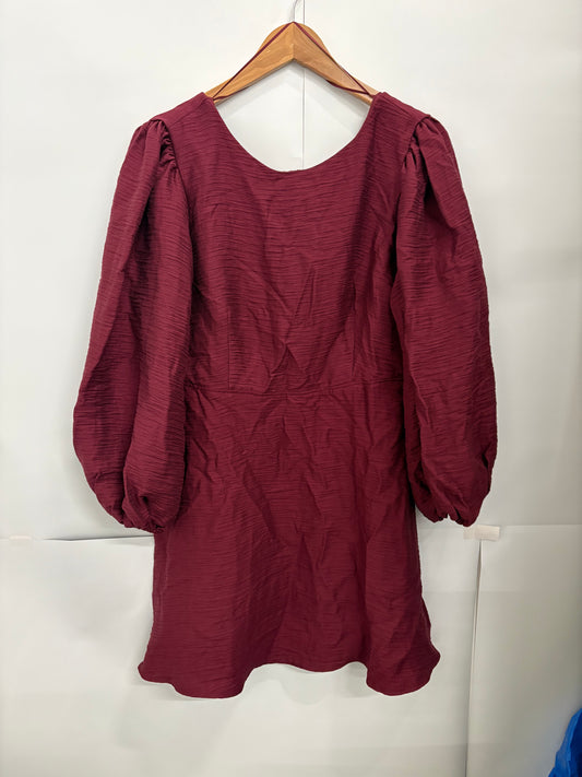 Nobody's Child Red Puff Sleeve Textured Dora Mini Dress Size 14