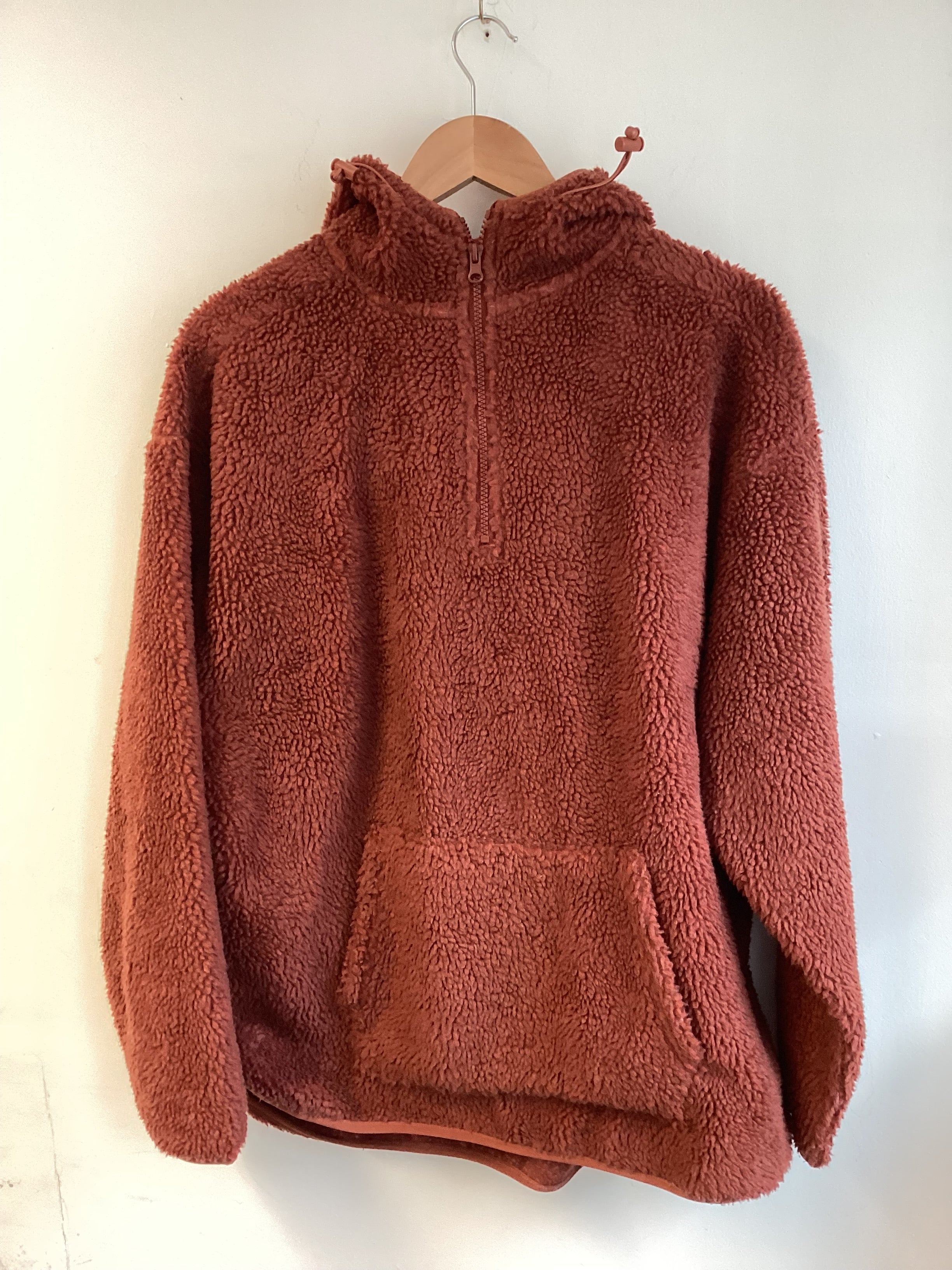 Half zip fluffy hoodie best sale