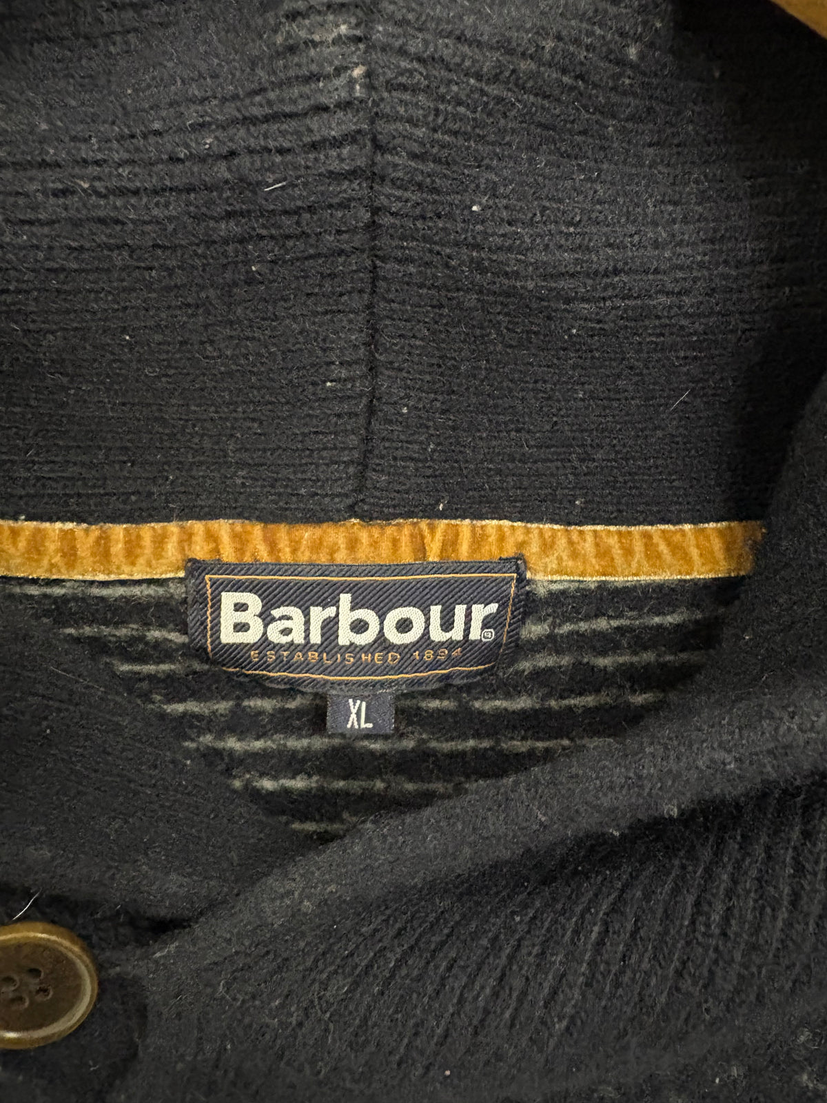 Barbour Mens Witham Shawl Neck Navy Lambswool Jumper Size XL