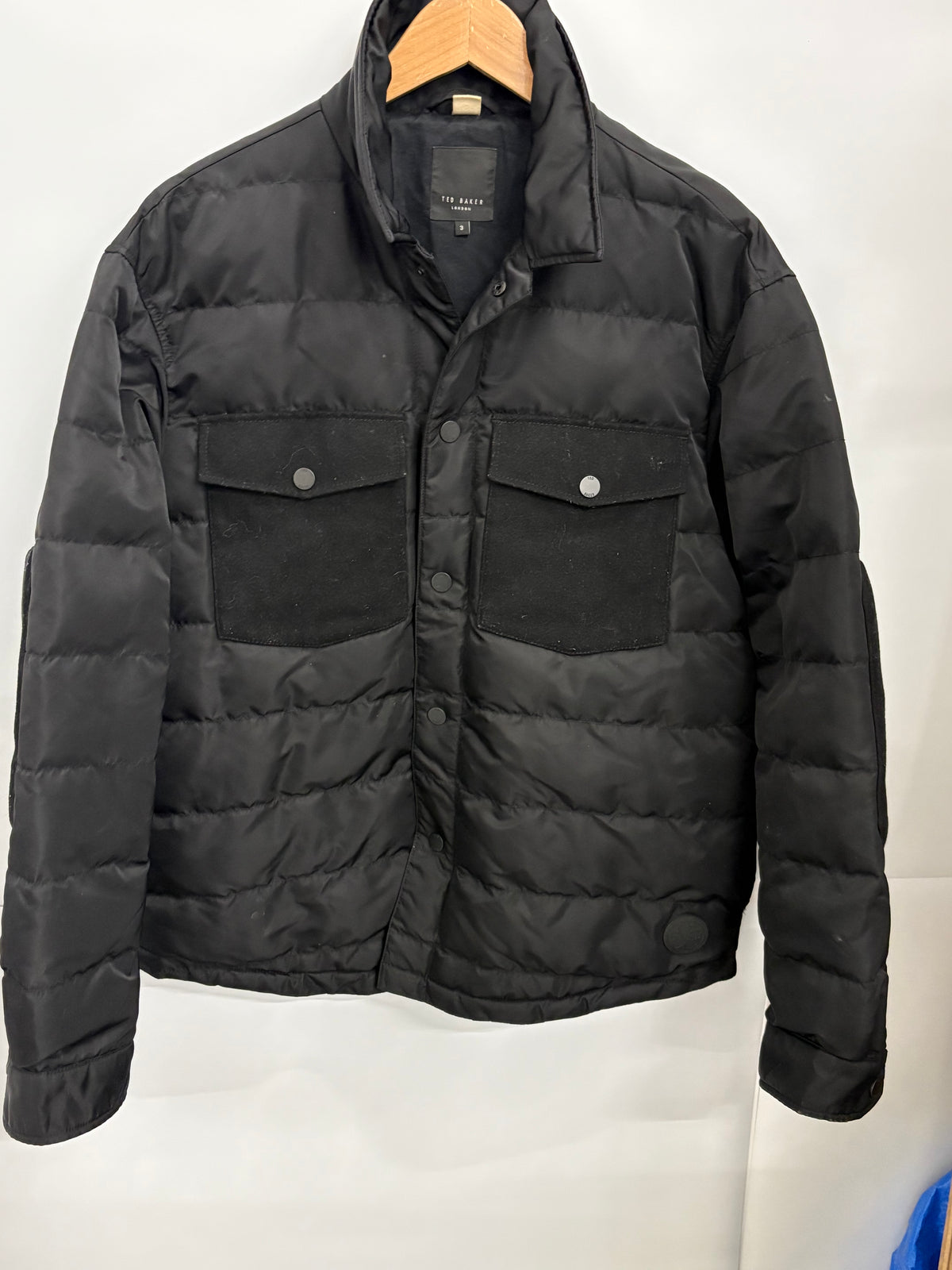 Ted Baker Black Quilted Mens Overshirt Jacket Size 3 (UK Size M)