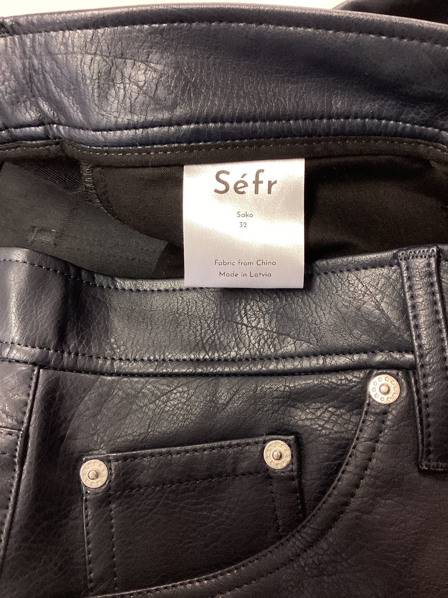 Séfr Navy Faux Leather Trousers