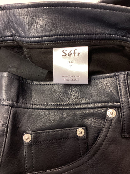 Séfr Navy Faux Leather Trousers