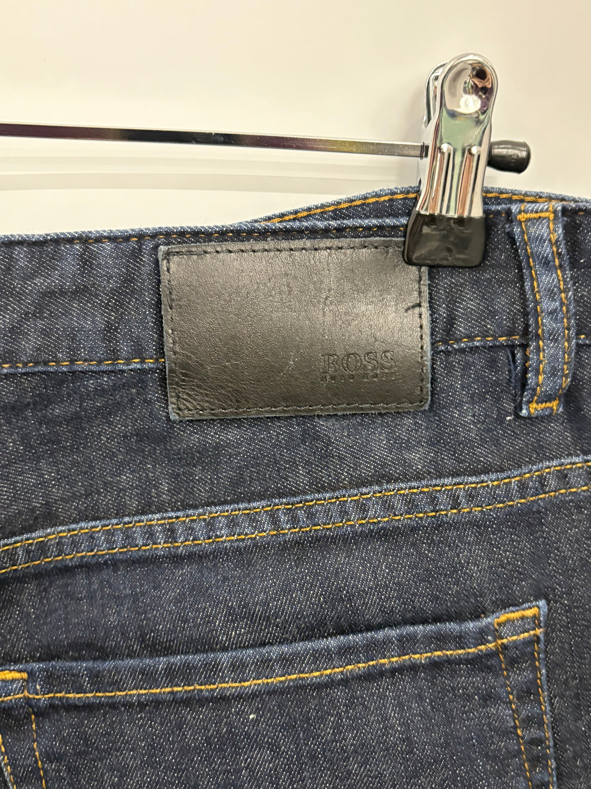 BOSS Green Hugo Boss Navy Stretch Mens Denim Jeans Size 36/32