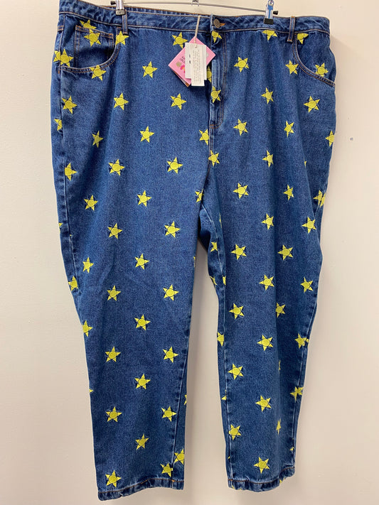 BNWT Lucy and Yak Dana Mom Jeans Organic Denim Solange Embroidery Size 50R