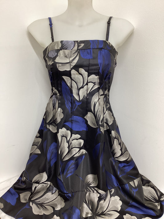Coast Blue/Silver Floral Dress, UK Size 8