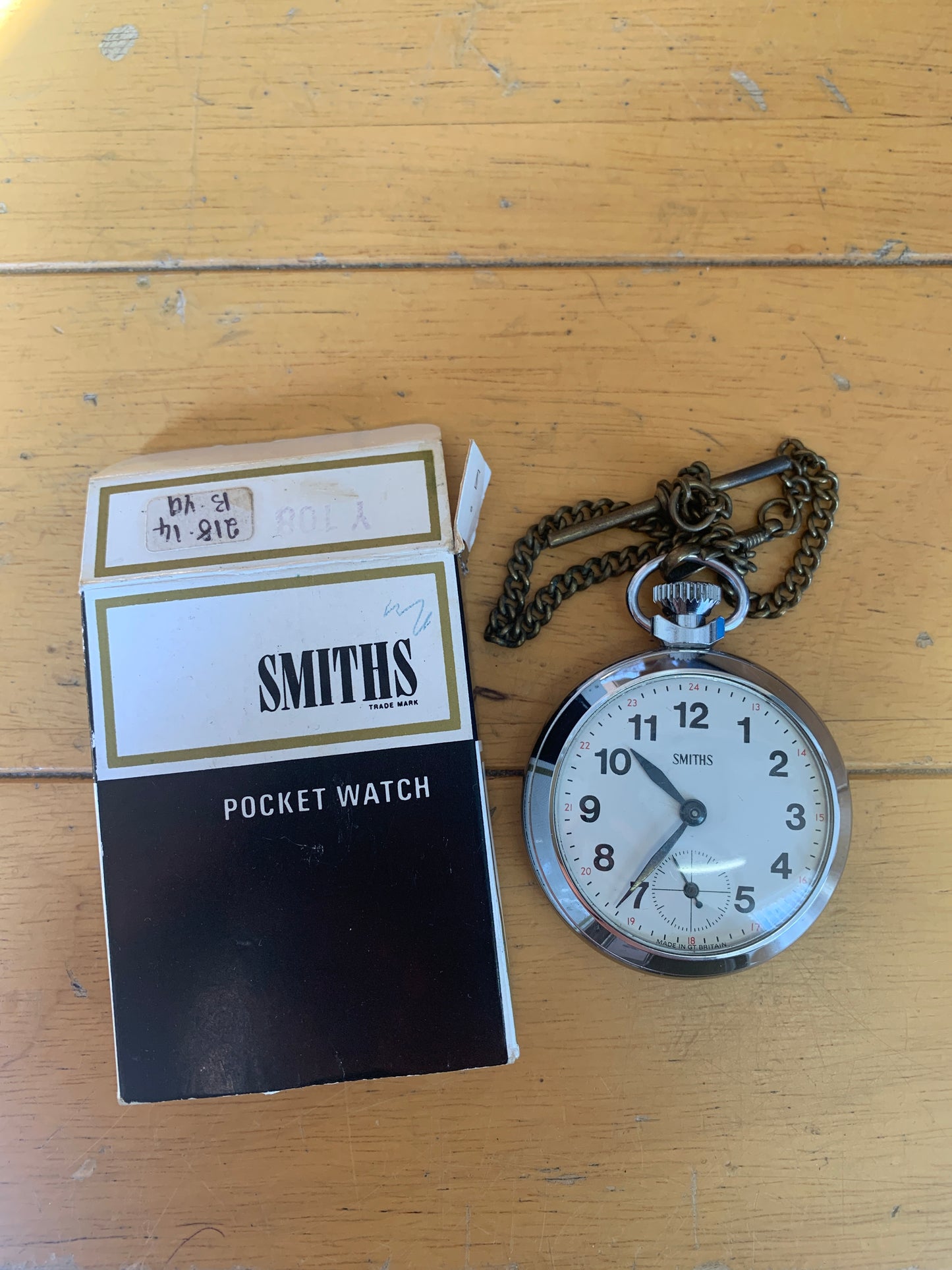 Vintage Smiths Chrome Metal Open-Faced Pocket Watch