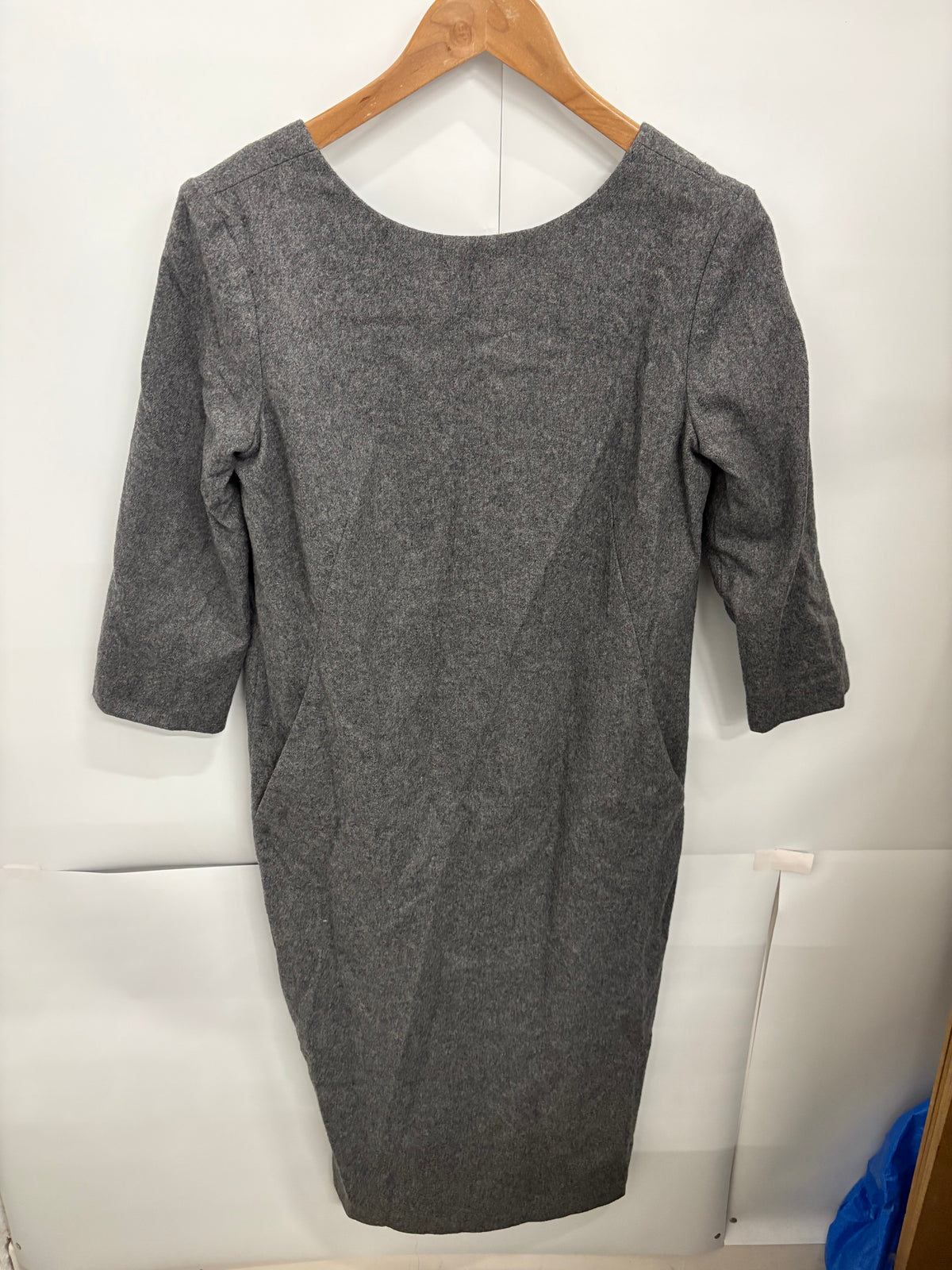 TOAST Grey Wool-Blend Womens Shift Dress Size 8