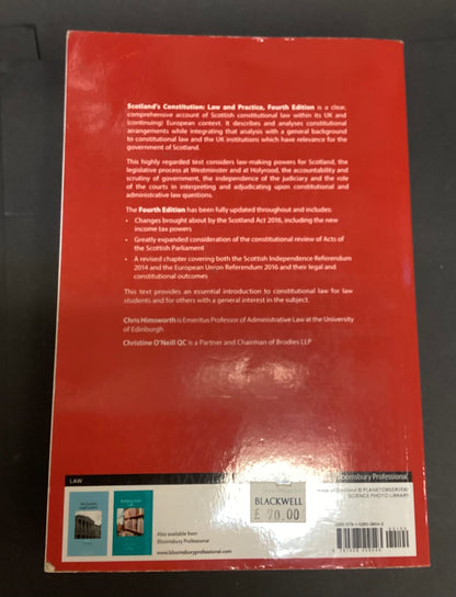 Scotland's Constitution: Law and Practice Fourth Edition by CMG Himsworth and CM O'Neill