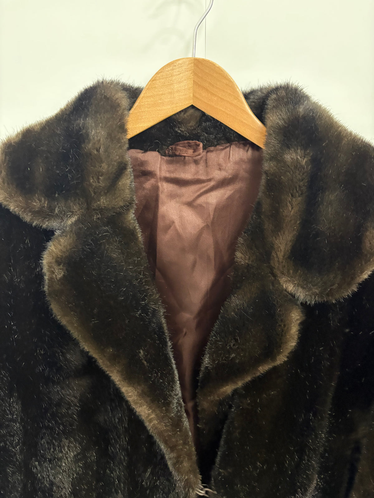 Vintage Faux-Fur Womens Brown Winter Coat
