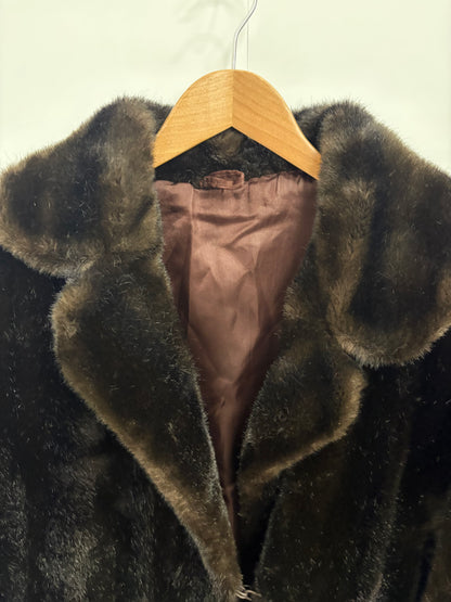 Vintage Faux-Fur Womens Brown Winter Coat