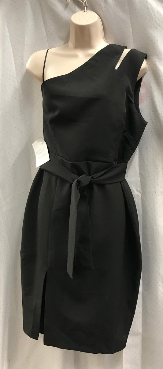 BNWT Vesper One Shouldered Black Dress Size 12 With Tie Waist