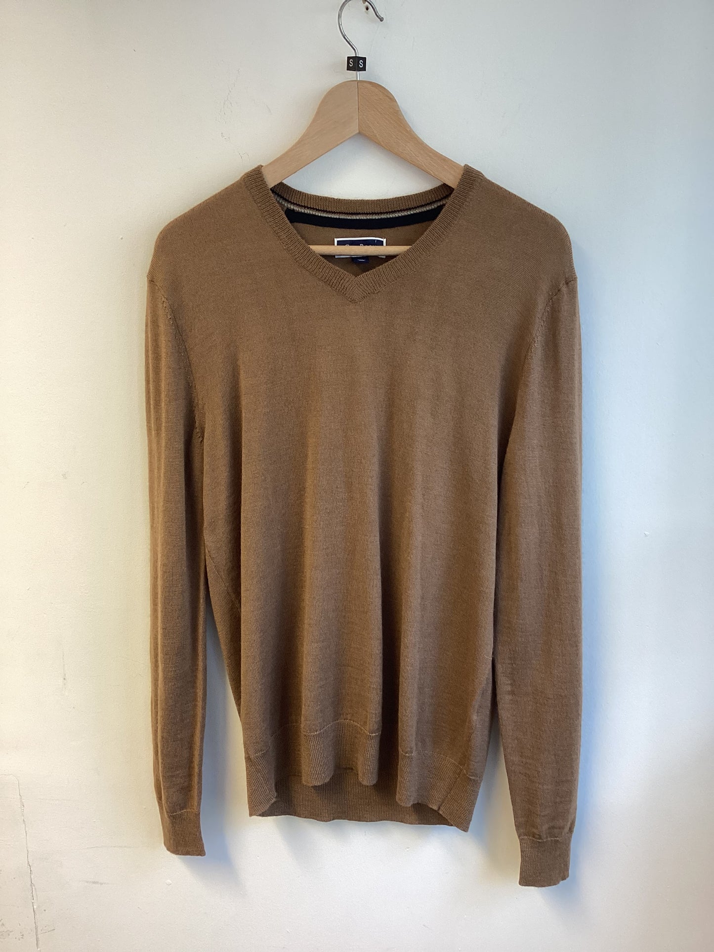 Club Room, Brown Long Sleeve Jumper, 50% Merino Wool, Size S, Autumn