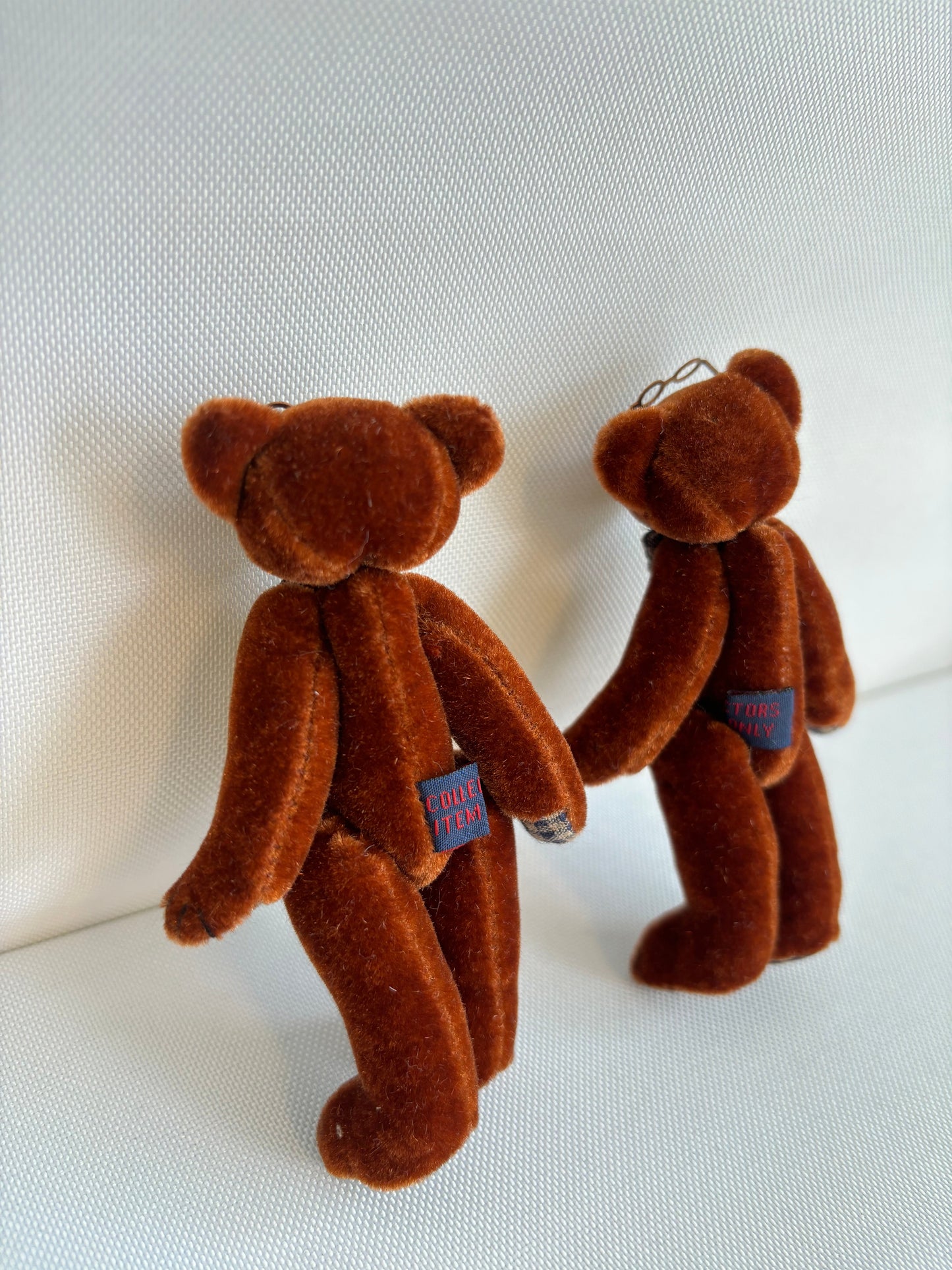 Boyd Hand Made Collectable 4 inch Jointed Teddy Bear Figures Brown (Pair - Mr and Mrs)