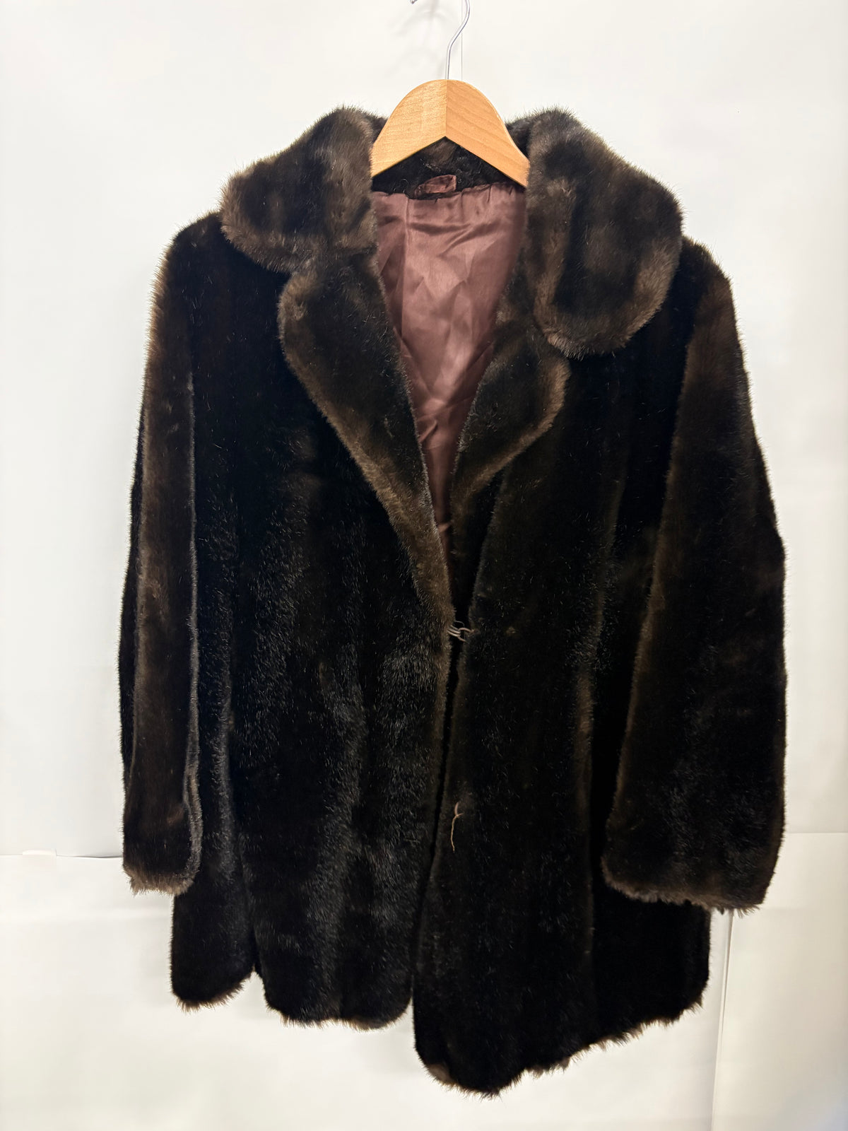 Vintage Faux-Fur Womens Brown Winter Coat
